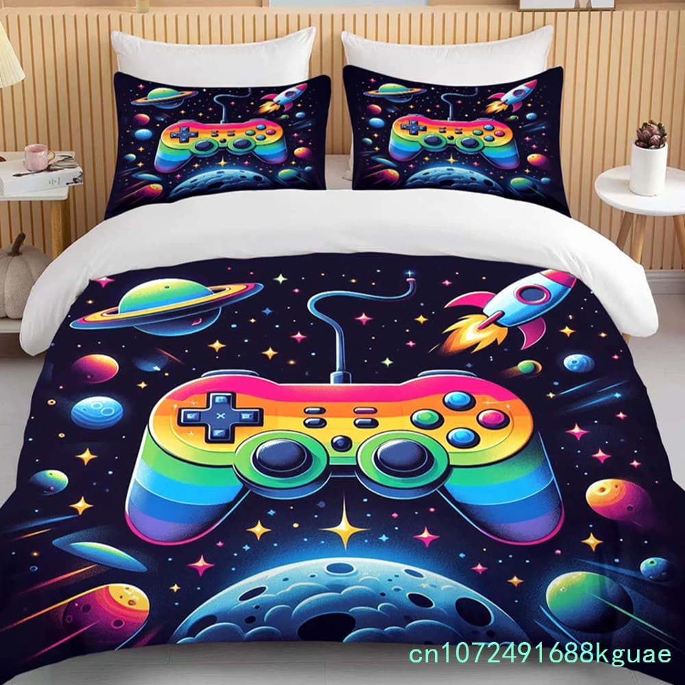 Colorful Game Controller Print Bedding Set 3PC 1 Duvet Cover 2 Pillowcases Adult And Children Bedding Set Luxury Holiday Gifts
