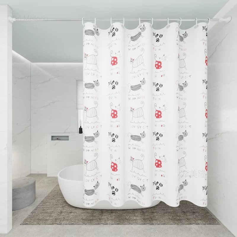 Tenda divisoria per bagno stampata con piccolo gatto selvatico carino e divertente, tenda da doccia per bagno, pratica divisoria per bagno e shiel