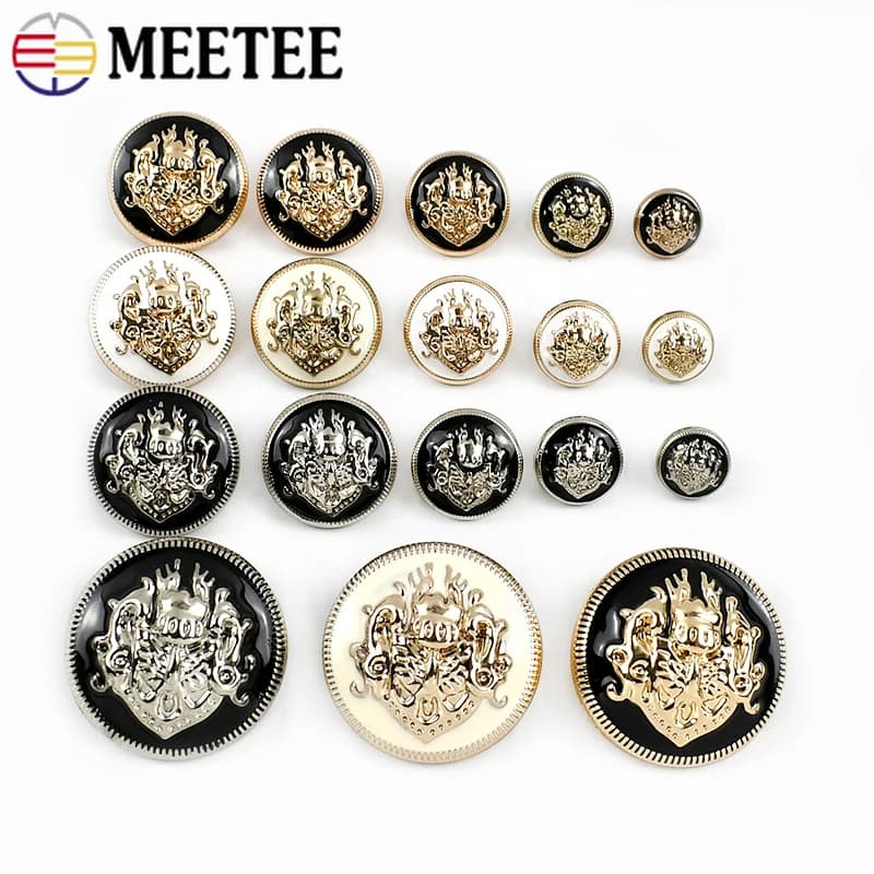 20 Pz Meetee 10-28mm Retro Bottoni Round Metal Coats for Jacket Dresses Decoration Buttons Coat Shirt Bag Buckle Accessories For Sewing FAI FROM TE