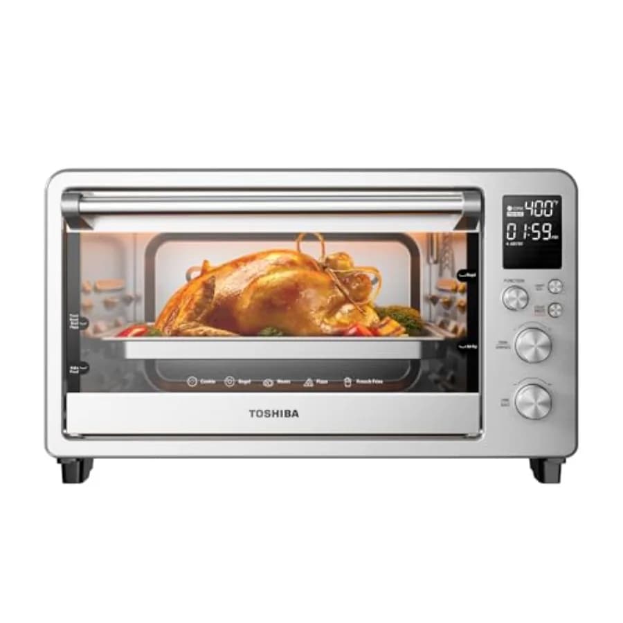 Forno Combinato con Friggitrice ad Aria da 26,4 QT, 12-in-1, in Acciaio Inossidabile, da Appoggio, per Cuocere, Arrostire e Friggere ad Aria, con Griglia