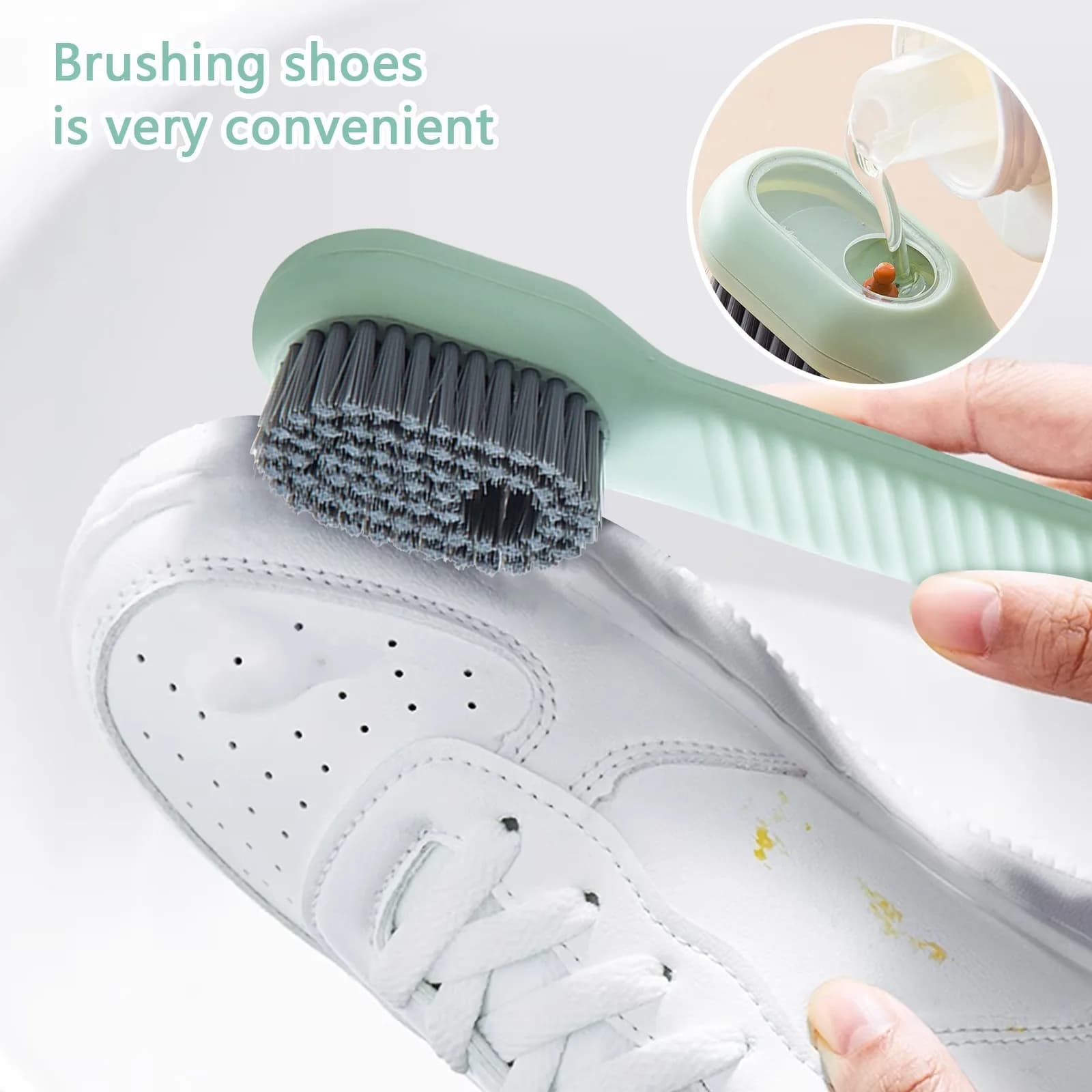 Multifunction Cleaning Brush Press-Type Shoe Brush With Soap Dispenser Laundry Brush With Automatic Detergent Dispensing
