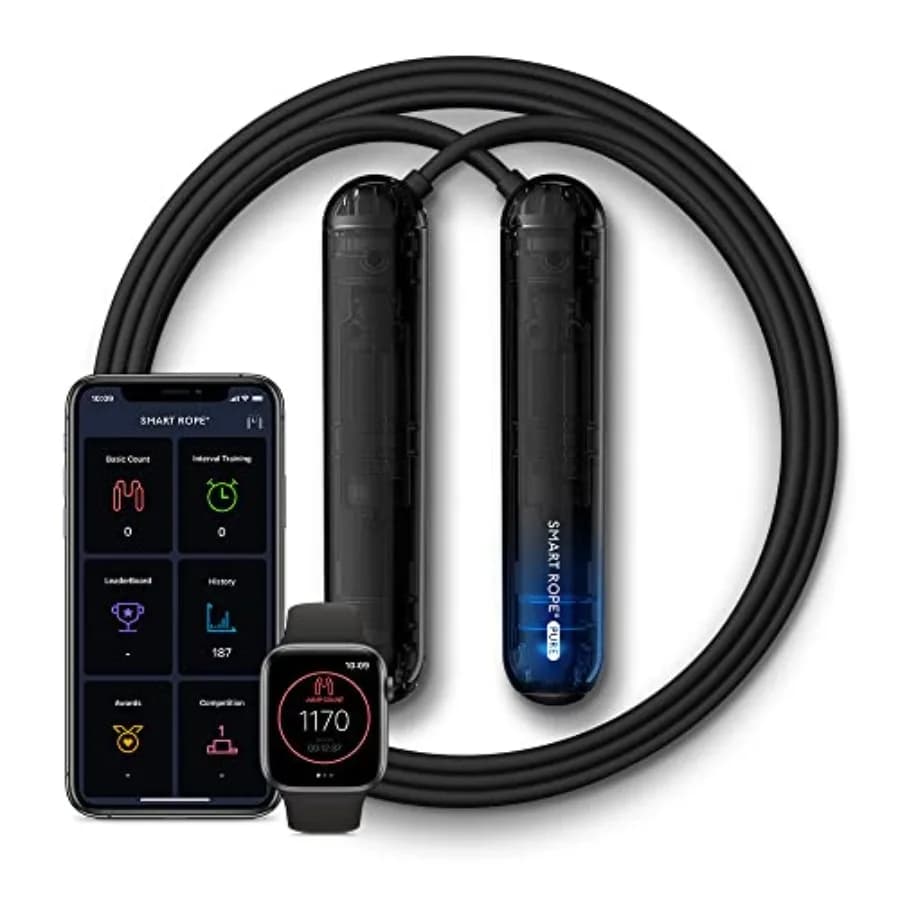 Corda per Saltare Smart Rope PURE Connessa all'App per Fitness e Allenamenti, Lunghezza Regolabile, Bluetooth, Monitoraggio Calorie e Nutrizione