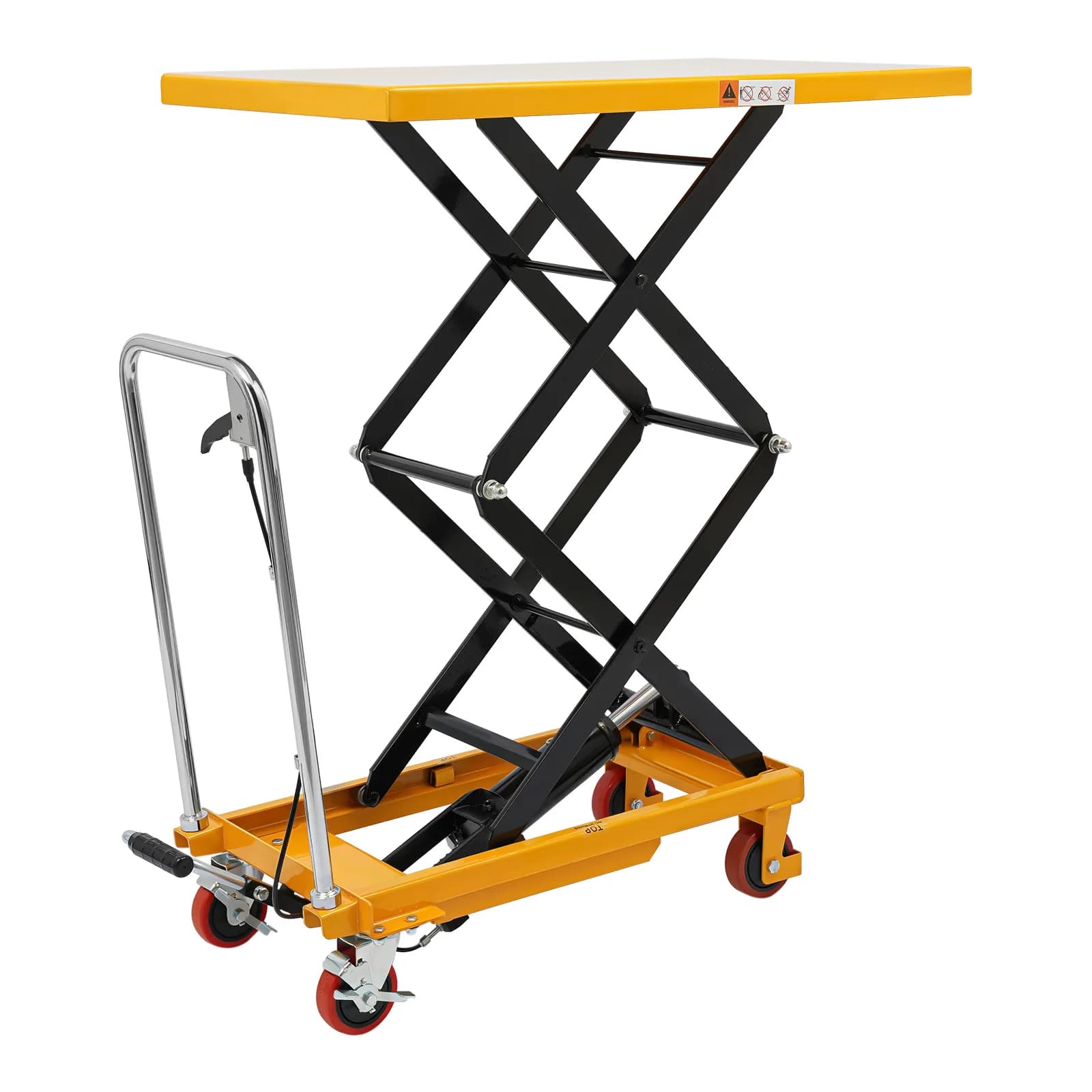 Carrello Elevatore Idraulico a Forbice con Capacità di Carico di 350 kg, in Acciaio, Manuale e Mobile, con 4 Ruote in PU per la Movimentazione di Materiali in Magazzino