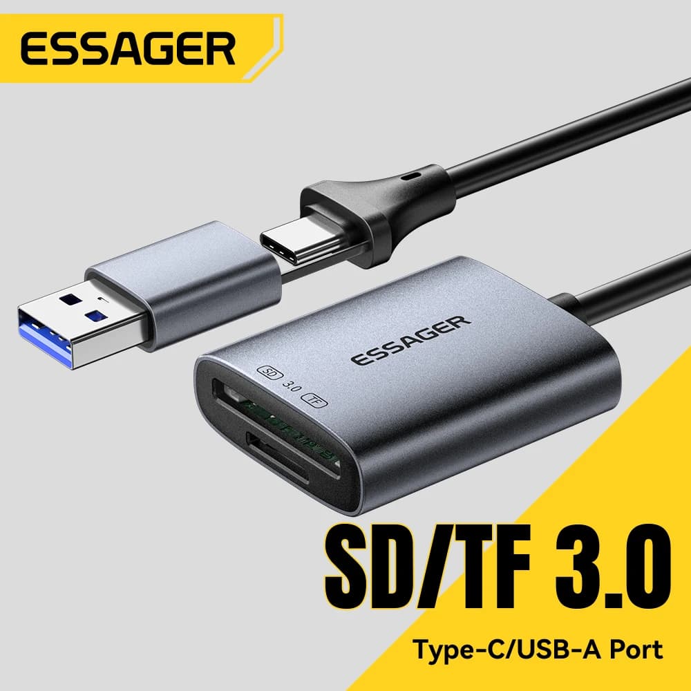 Essager Card Reader SD4.0 312MB/s USBA Type-C to SD MicroSD TF Memory Card Adapter for Laptop PC iPhone Huawei MacBook Windows