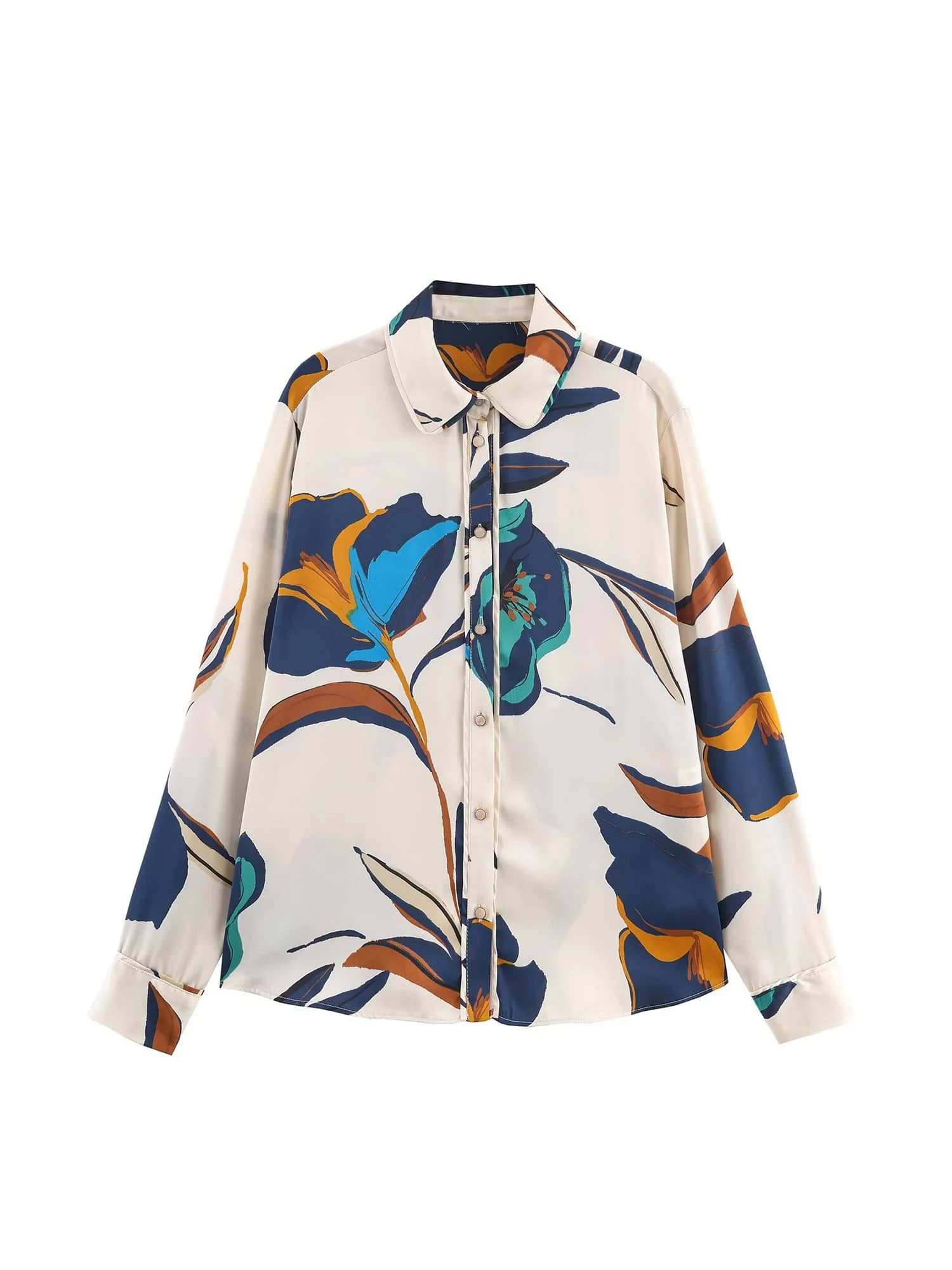 Camicie e camicette con stampa floreale con collo alto da donna Vintage Y2k Estetica elegante Moda anni 2000 Camicia a maniche lunghe Abbigliamento Autunno