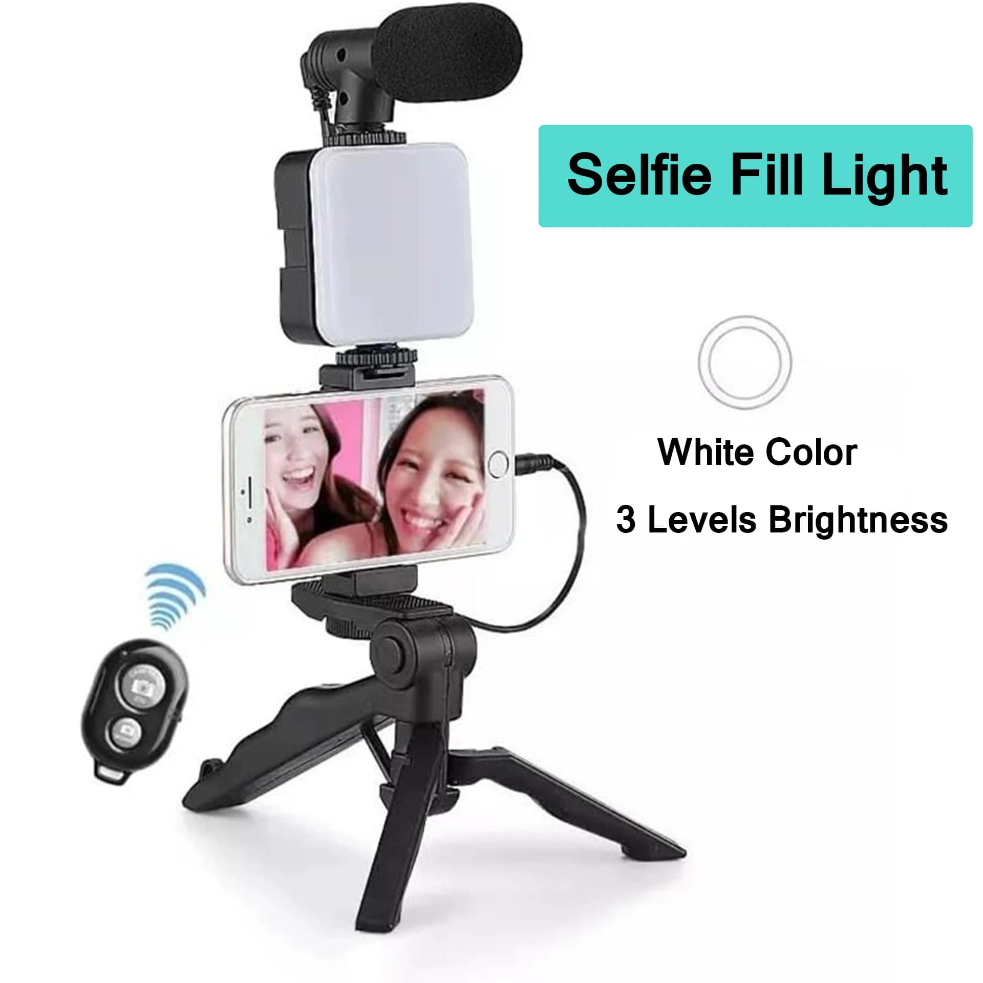Kit per Vlogging con Luce LED, Microfono e Treppiede per Smartphone, Supporto per Telefono e Microfono per TikTok, Streaming Live e Video YouTube