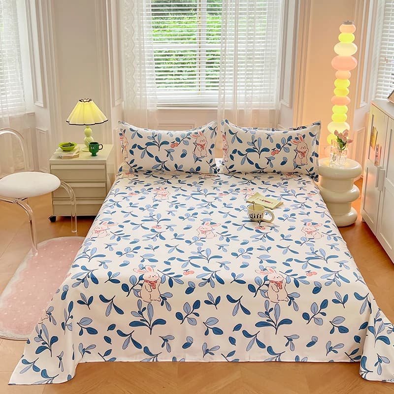 Lenzuola per Camera da Letto con Stampa Floreale e Cartoni Animati, Set di Biancheria da Letto con Federe, Design Elegante, 1 o 3 Pezzi