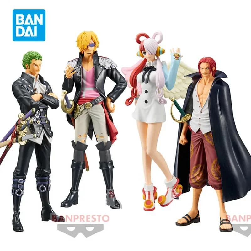 Originale Bandai One Piece Dxf Anime Figura Roronoa Zoro Uta Shanks Sanji Versione teatrale rossa BARTOLOMEO Action Model Toys