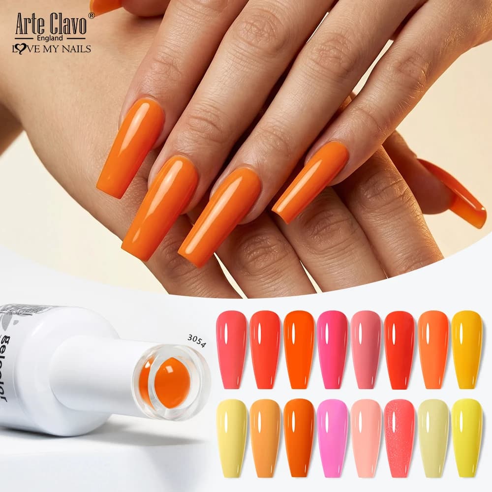 Art Clavo Orange Yellow Series Gel Nail Polish Semi-Permanent Nail Polish Gel UV Soak Off for base and top coat nails 15ML