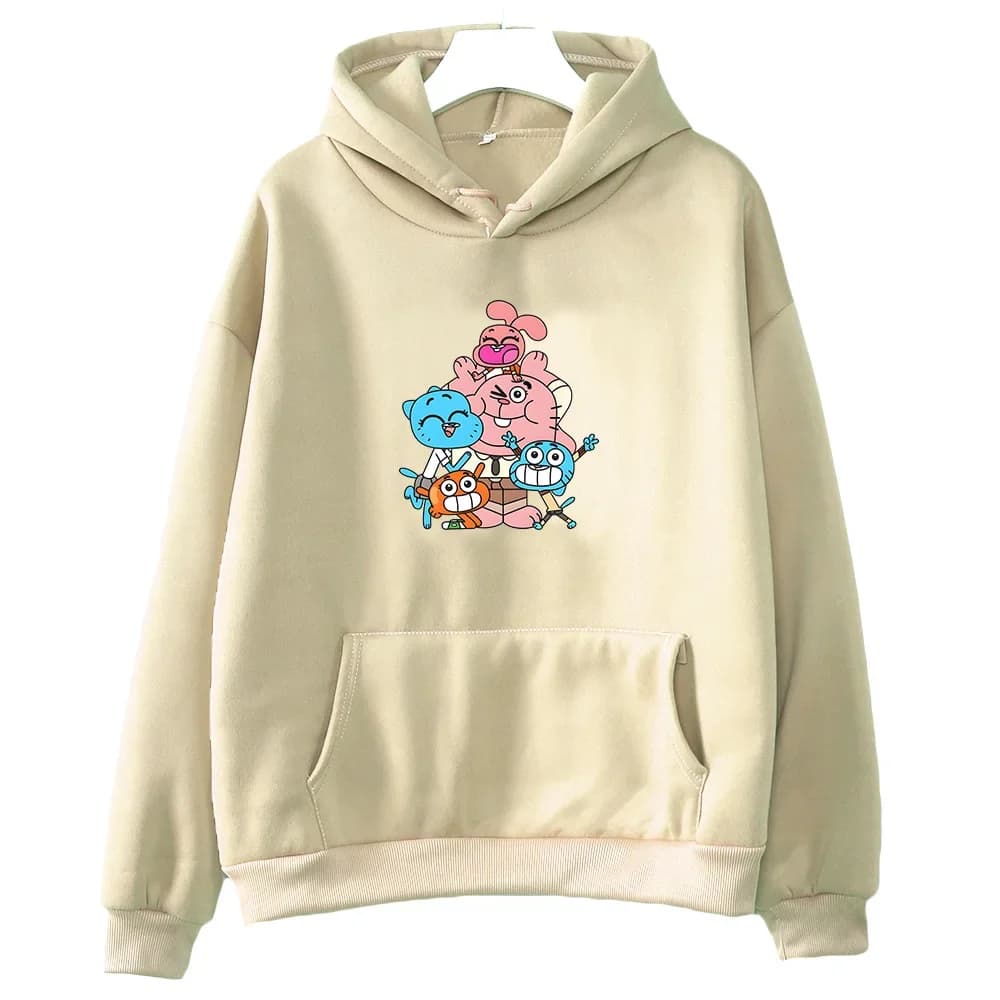 Japanese Anime Hooded Gumball Cartoon Print Harajuku Kawaii Sweatshirt Long-sleeved Comfortable Clothes Unisex Comic Pullovers