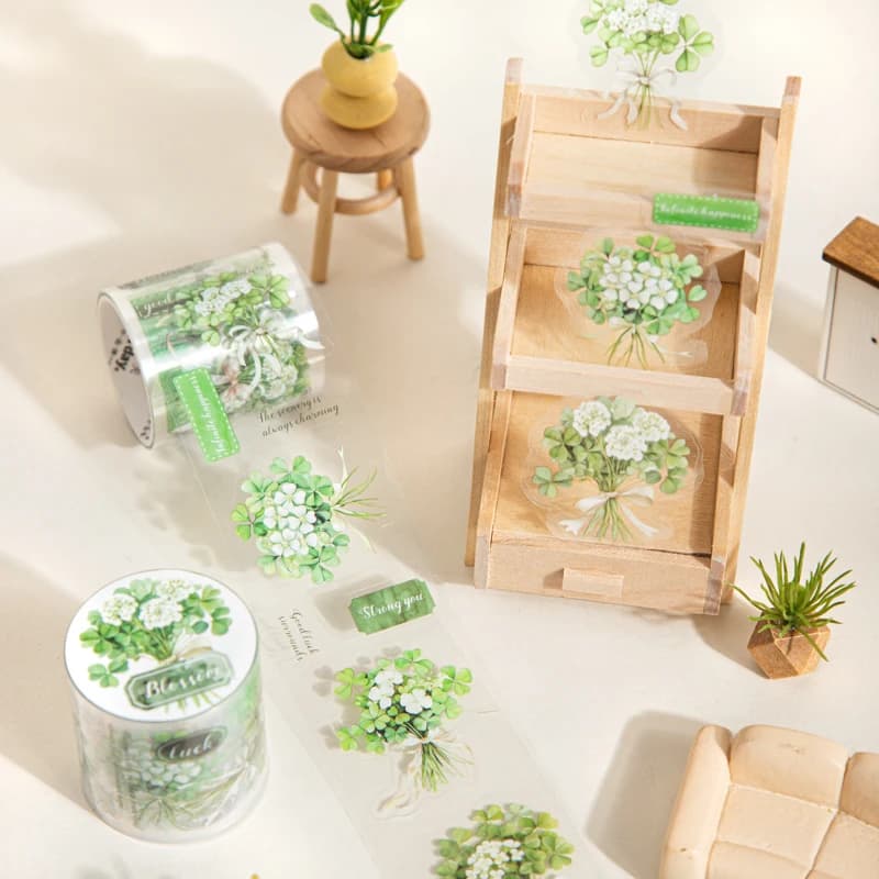 Journal GO 4x200cm Flower Blooming Die Cut Tape Stickers for Collage Junk Journal Masking Tape Material Scrapbooking Kit