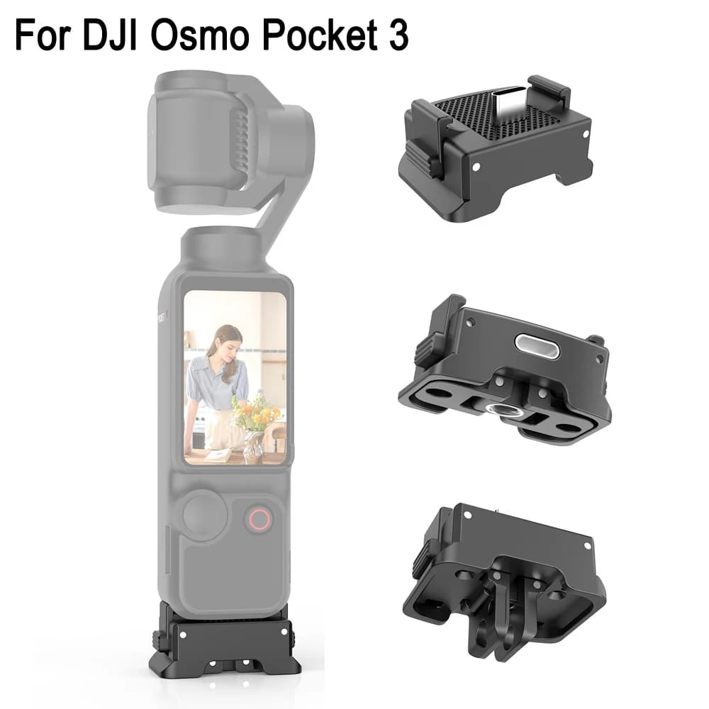 PULUZ Pocket 4 / 3 Plastic Type-C Charging Base For DJI Osmo Pocket 4 / 3 Camera Quick Release Foldable Mount