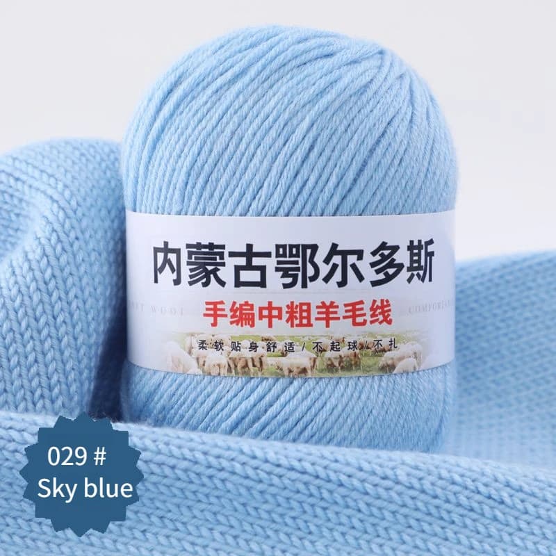 150g/set 6 Ply Medium Thick Wool Yarn for Hand Knitting Sweater Scarf Hat Vest Diy Soft Warm Breathable Thread Pink White Blue