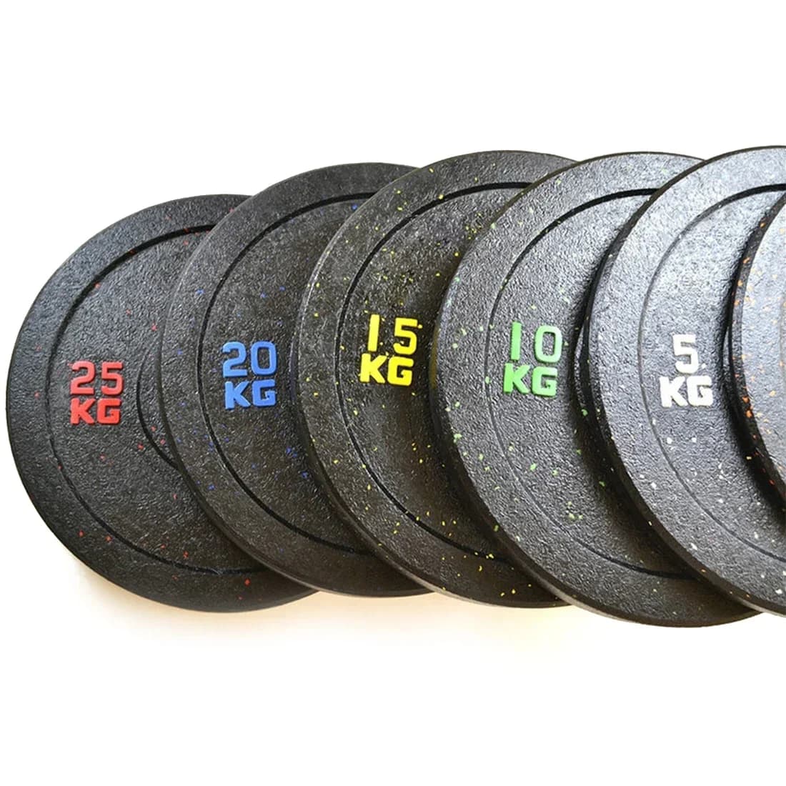 Discs/bars for commercial gym equipment, color spikes, high temperature rubber bumper plate