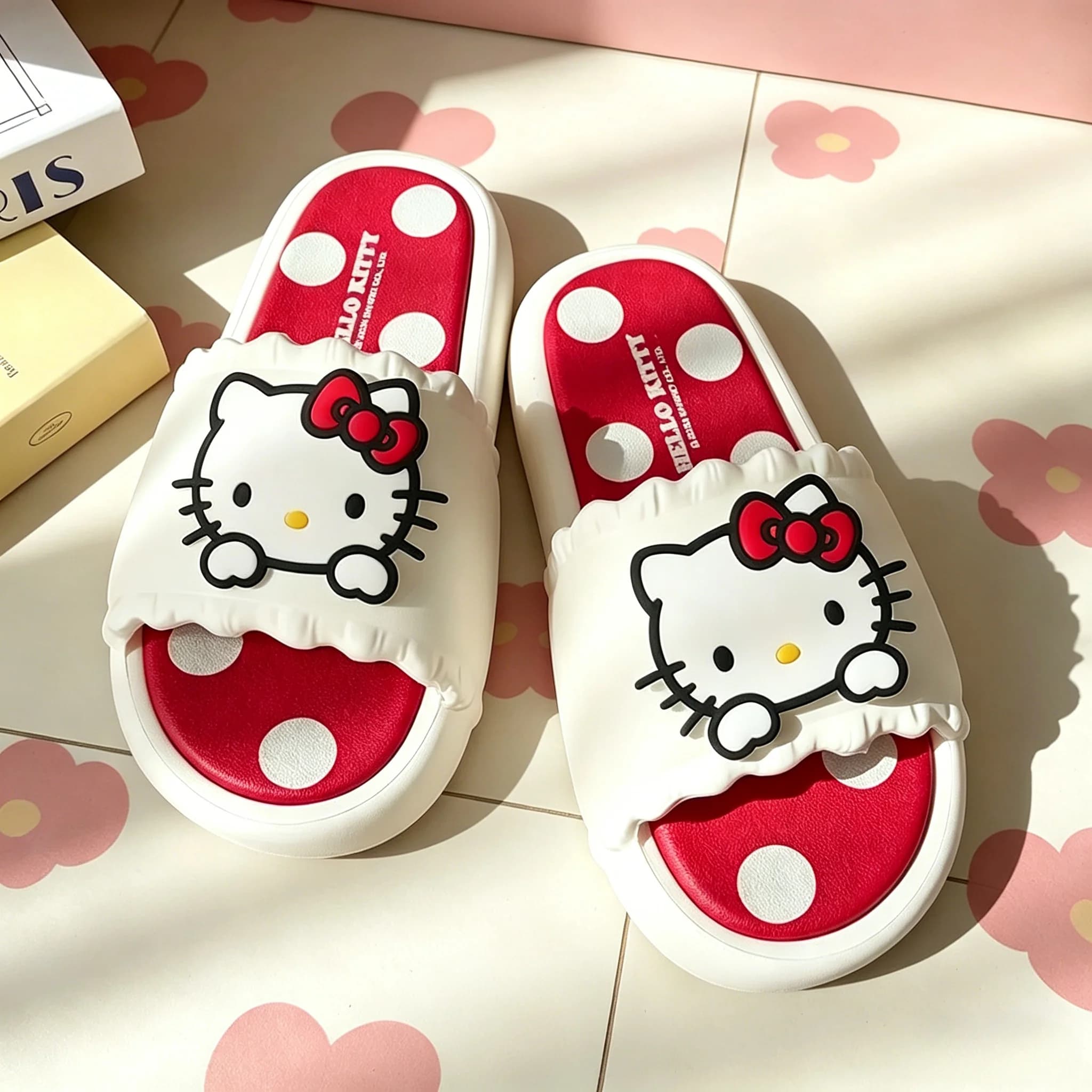 Pantofole a Tema Hello Kitty per Donne e Ragazze, Adorabili Ciabatte Cartoon Antiscivolo Comode per Casa, Interni, Esterni e Bagno