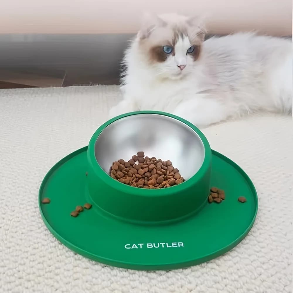 Portable Anti Slip Pet Food Bowl Stainless Steel Spill-proof Cat Dog Water Bowls Silicone Fixed Pet Tableware Drinking