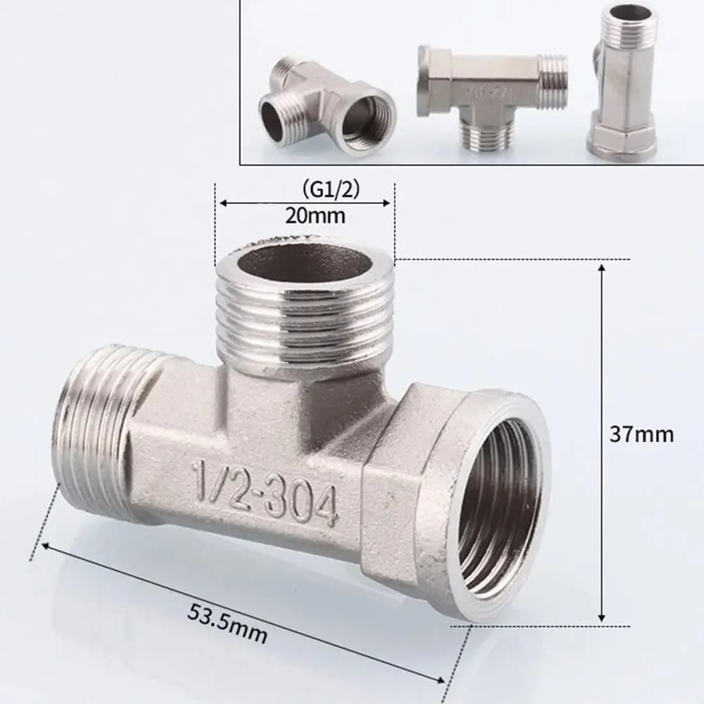 Raccordi idraulici filettati BSP da 1/2", 3/4" in acciaio inossidabile 201/304 (gomito riducente, a T, accoppiatore, giunto di testa) - Gambo maschio BSP da 1/2"