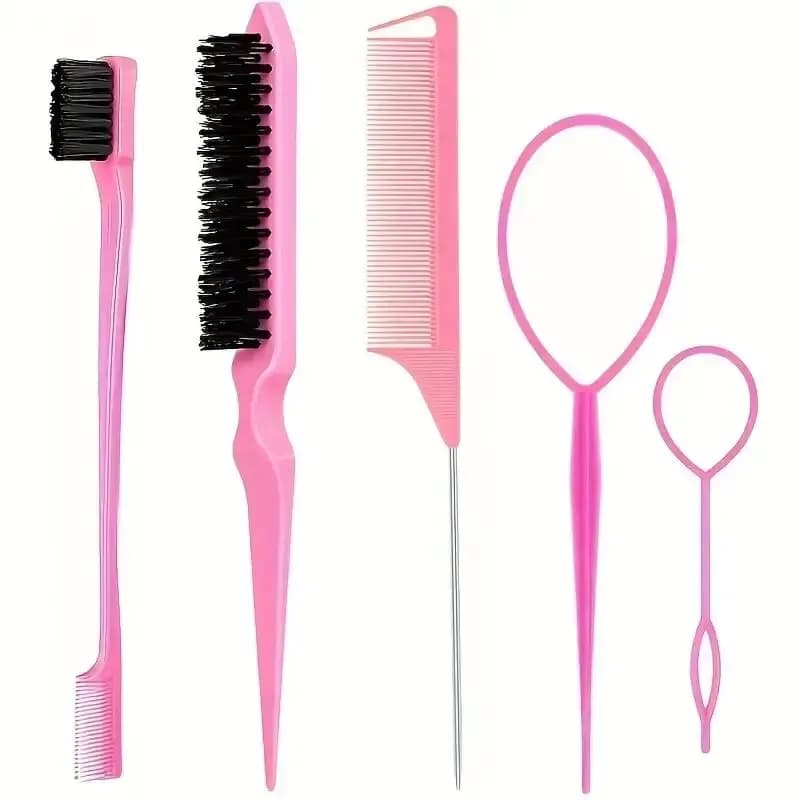 5 pieces tools for hairdressers pointed tail comb double head brush for eyebrows comb triple row comb hairdresser combs for styling