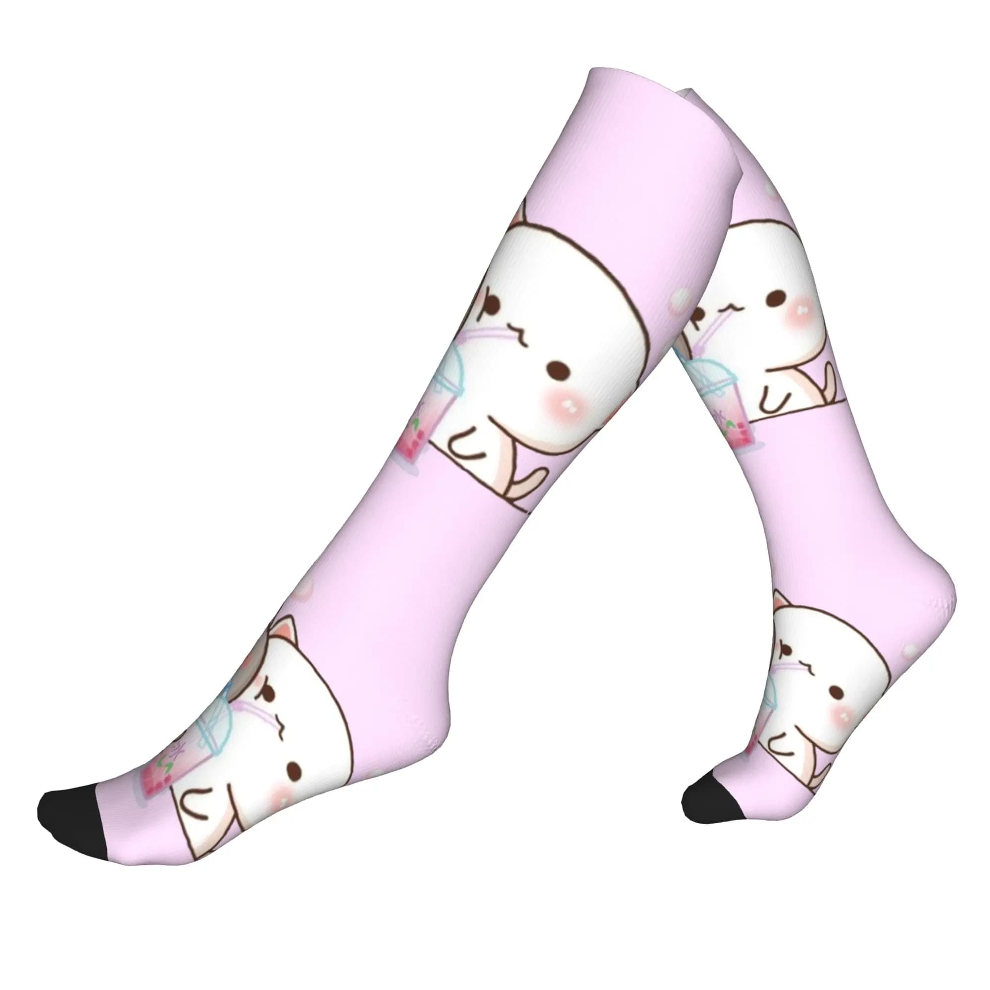 Calzini da uomo Kawaii Couple Mochi Cat Peach And Goma, calzini sportivi unisex caldi e traspiranti con stampa 3D