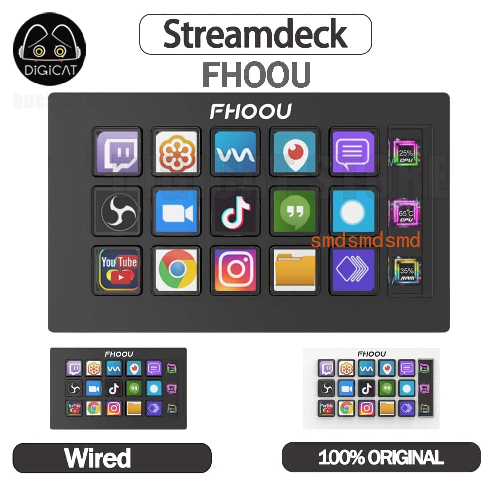 StreamDeck Tastiera visiva Pulsante LCD 15 tasti Controller per la creazione di contenuti dal vivo Pulsante personalizzato Stream Deck per regali Windows/MacOS