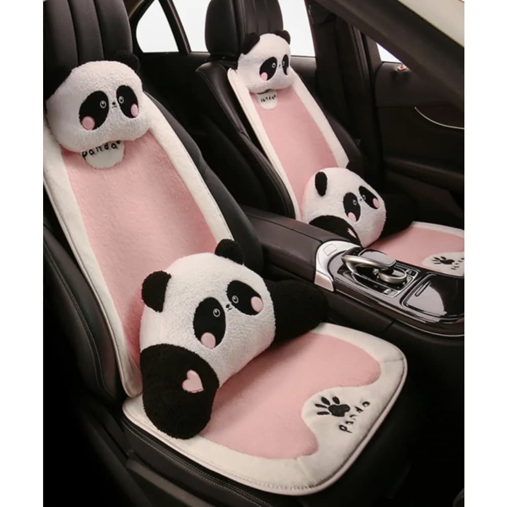 Poggiatesta per auto Supporto per la vita 2024 Nuovo cartone animato Poggiatesta per auto Protezione per il collo Cuscino Simpatico peluche Panda Schienale Supporto lombare