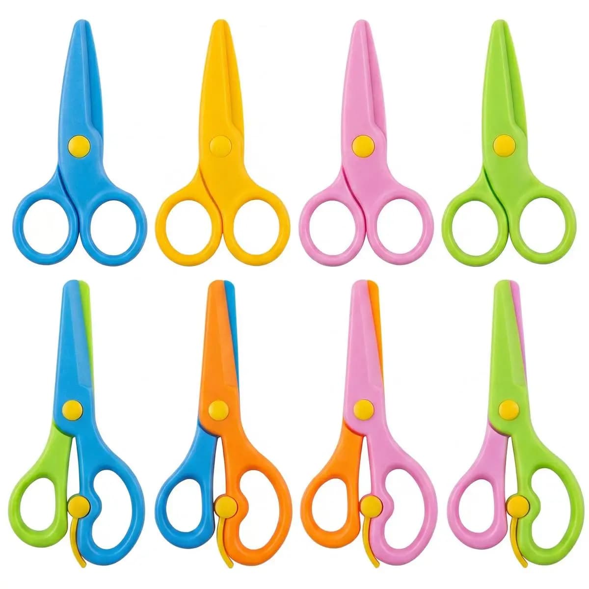 Preschool Training Safety Plastic Scissors Blunt Tip Art Playdough Supplies Anti-Pinch Design Hand Eye Coordination Development