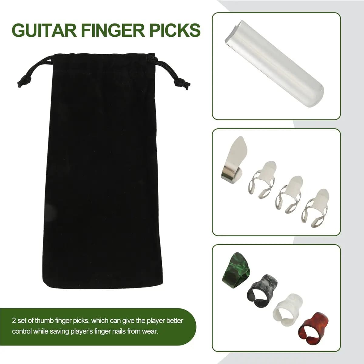 Saleout@ Guitar Slide Tone Bar for Dobro,Lap Guitar,Hawaiian Guitar,Electric Guitar with Celluloid+Thumb&Finger Picks Plectrums