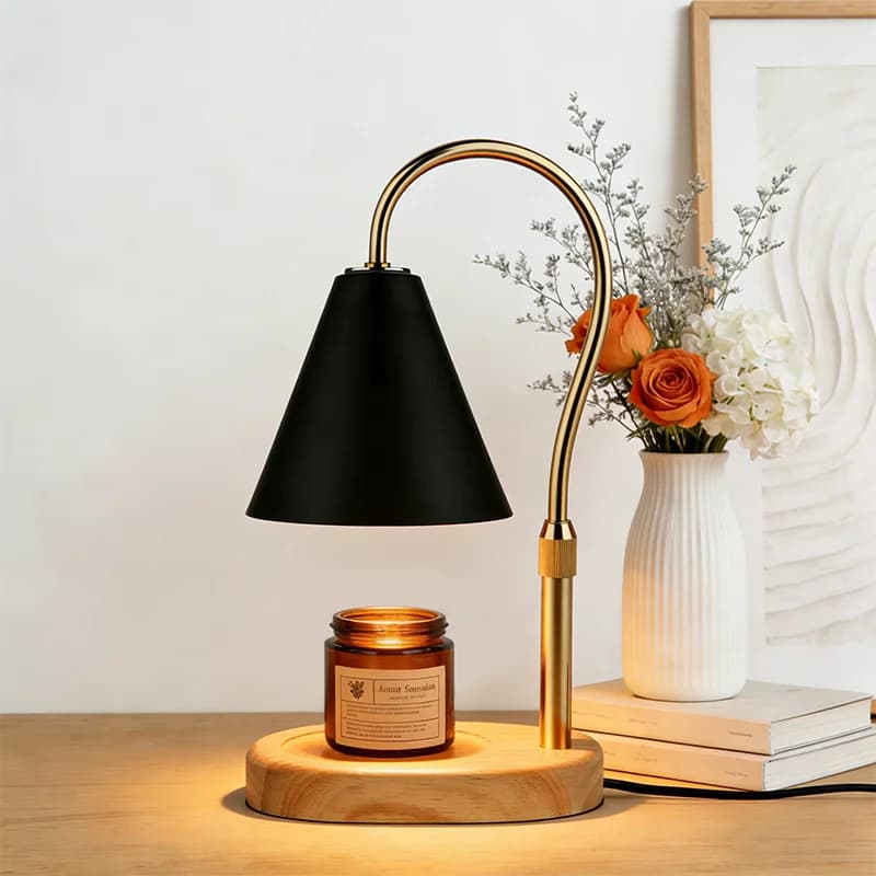 Lampada Scaldacera Nera da Cucina, Lampada da Tavolo Regolabile per Sciogliere la Cera, Luce Scaldacera per Regali di Compleanno, Mamma, Amica, Nuova Decorazione per la Casa