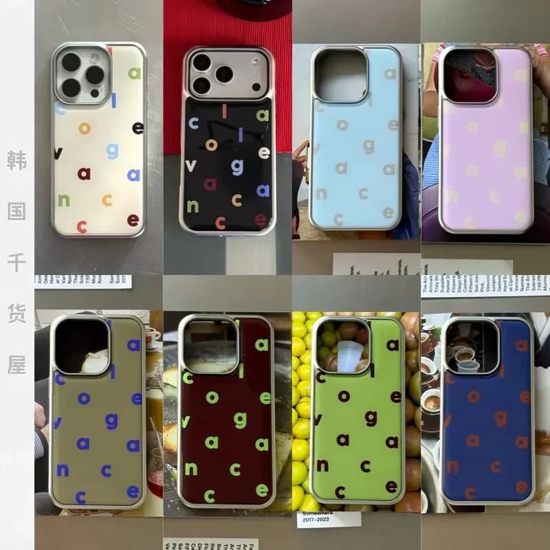 Custodia Antiurto per iPhone 17 16 15 14 13 12 11 PRO MAX PLUS 17air con Lettere Inglesi a Colori Puri e Design Semplice, Cover con Colla a Goccia
