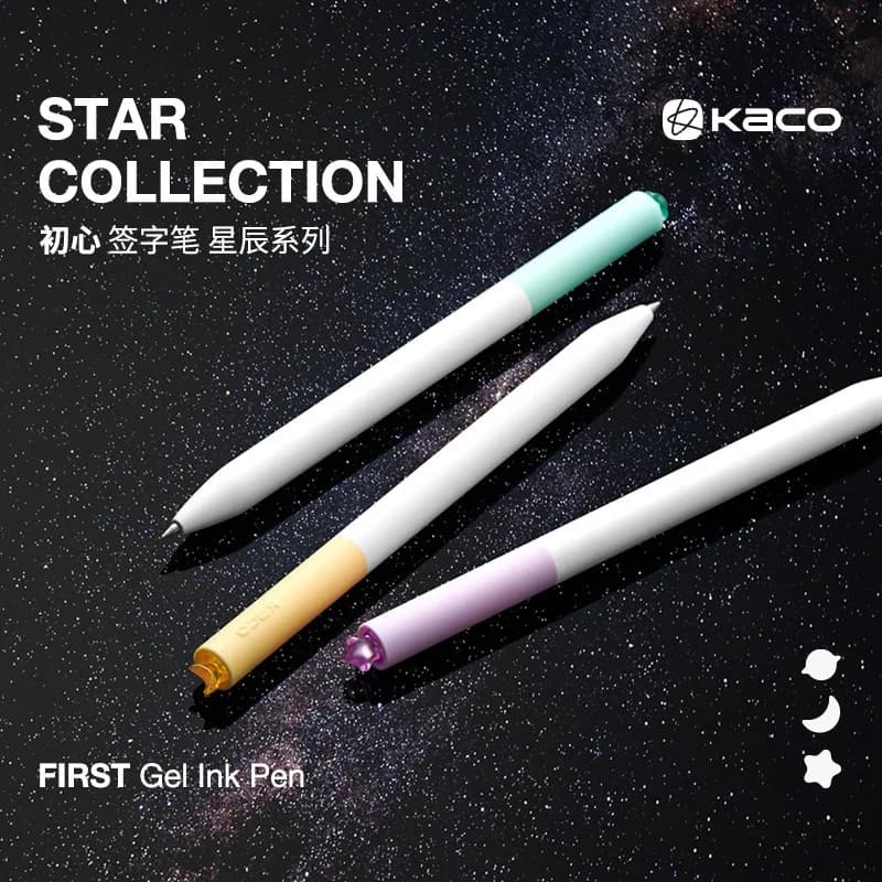 KACO FIRST Star Set di penne Gel, 3 pezzi nucleo rotante doppia sfera 0.5 nero di alto valore di lusso a sfera stylo estetico papeterie kawai