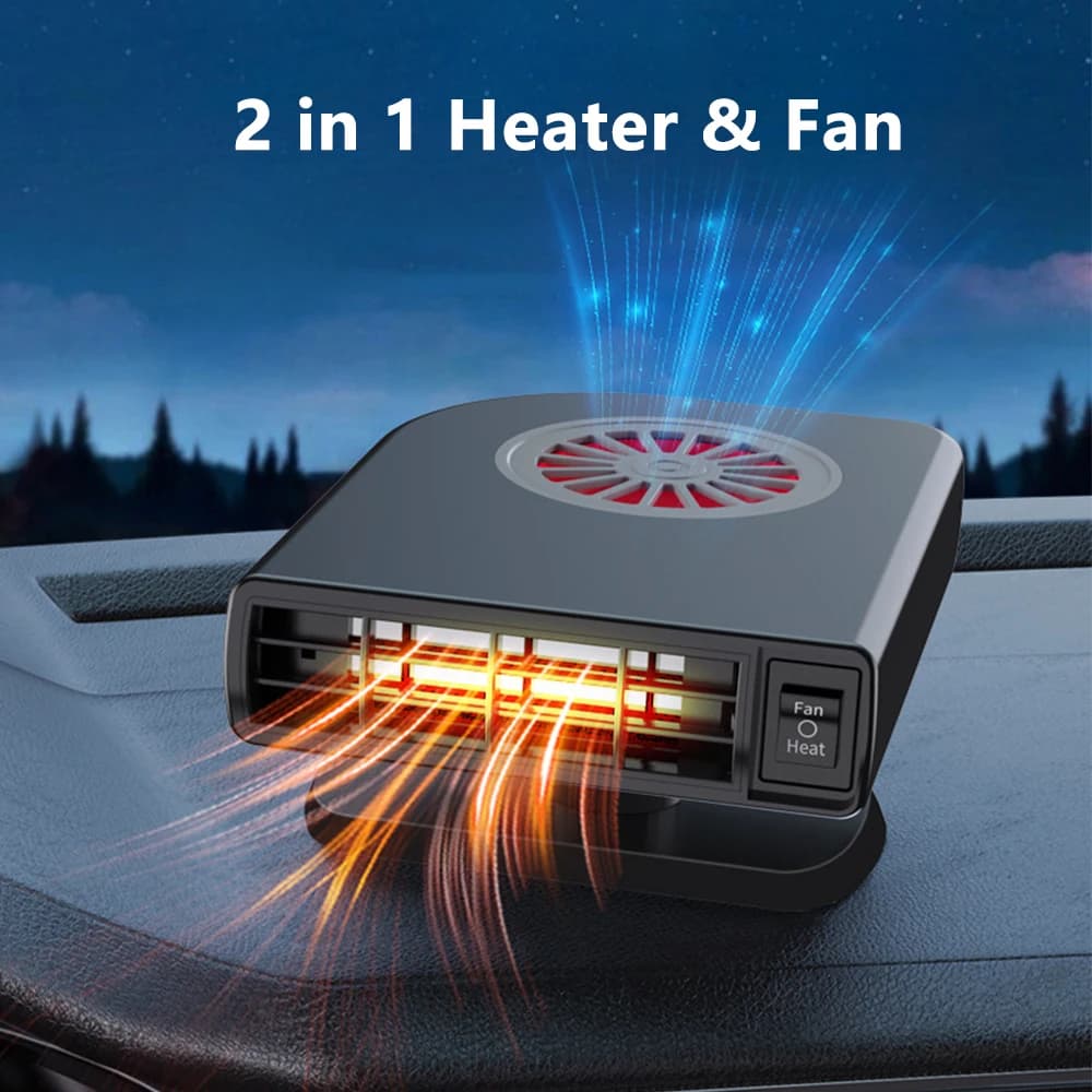 Ventilatore Elettrico per Auto 12V/120W 24V/180W, Riscaldatore per Auto Regolabile a 360 Gradi, Sbrinatore e Disappannatore per Parabrezza