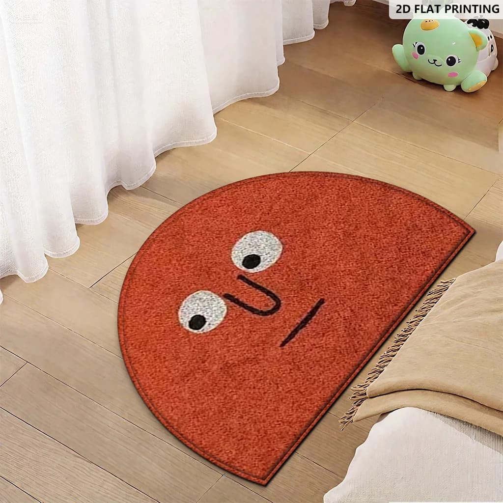 VIKAMA Semi-Circle Door Mat Bathroom Mat Orange Cartoon Carpet Welcome Mat Rug For Bedroom Carpet For Living Room Home Decor