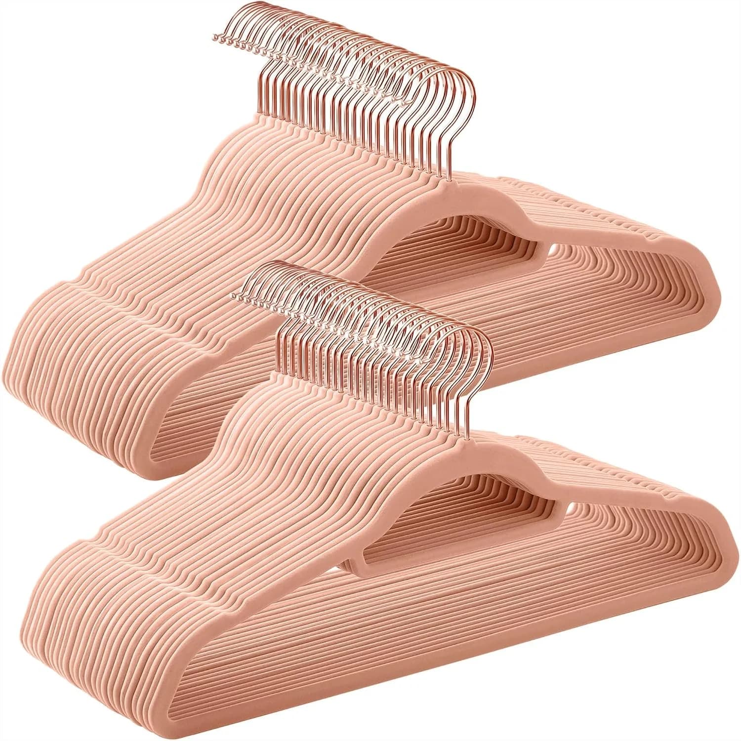 Velvet Hangers Set of 50 with Rose Gold Swivel Hook, Non-Slip Slim Clothes Hangers for Coats, Shirts, Dresses, Pants, and Ties