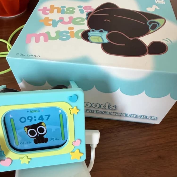 Bilibili Goods Cubeface LCD Touch Screen Auricolari Bluetooth wireless The Legend Of Luo Xiao Hei Anime Peripheral Toy Gifts