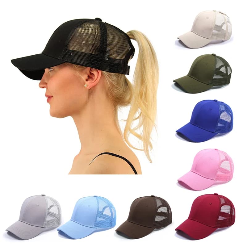 Women's Summer Mesh Adjustable Baseball Cap Tail Golf Cotton Headwear Breathable Comfortable Fashionable Women's Hat