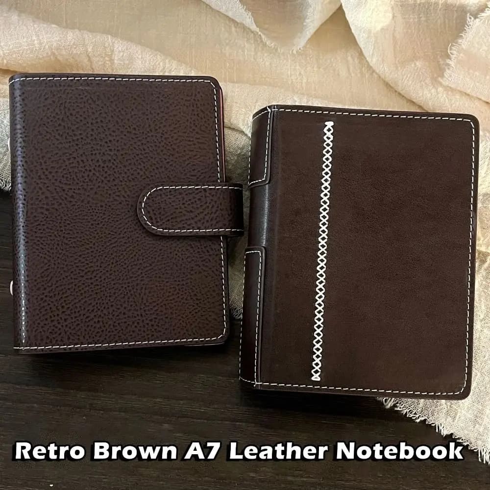 Multi Functional Retro Brown Loose-leaf Notebook PU Leather DIY Scrapbook Diary Book A7 Travel Journal Scrapbooking