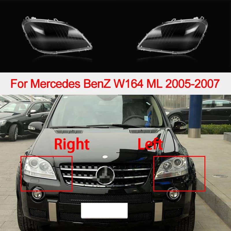 Per Benz W164 Classe M ML280 ML320 ML420 ML500 2005 2006 2007 Faro Copertura Trasparente Lampada Del Faro Borsette Lampshdade Lente