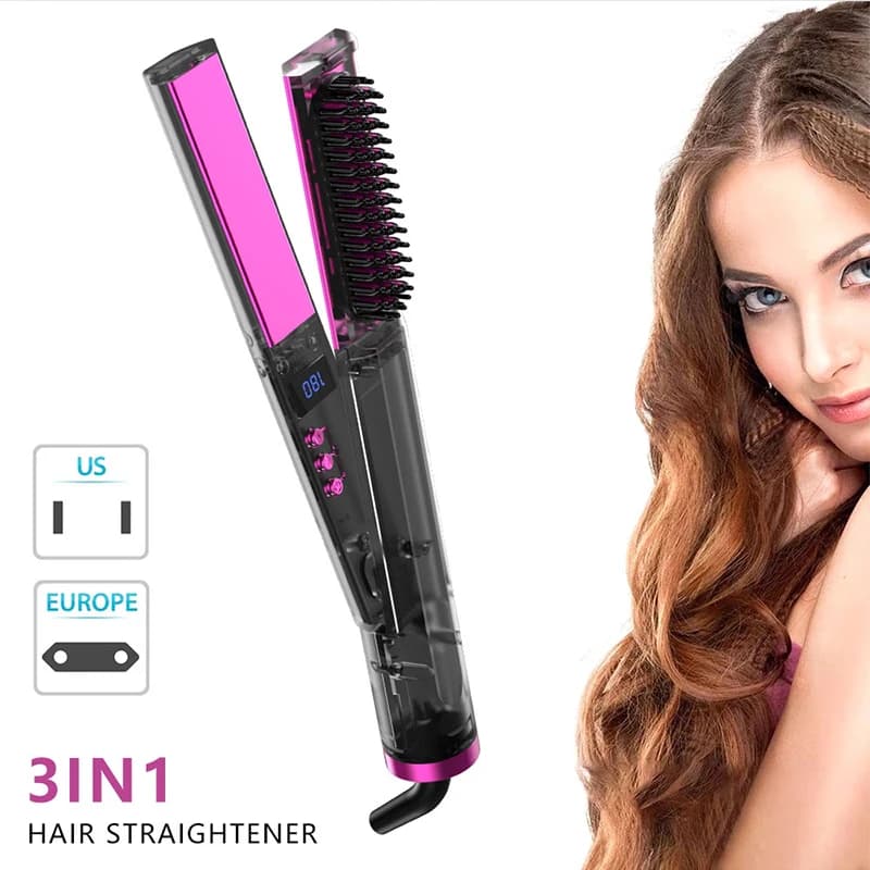 Piastra per Capelli Tre in Uno con Pannello Allargato, Doppia Efficienza, in Ceramica per Styling a Casa