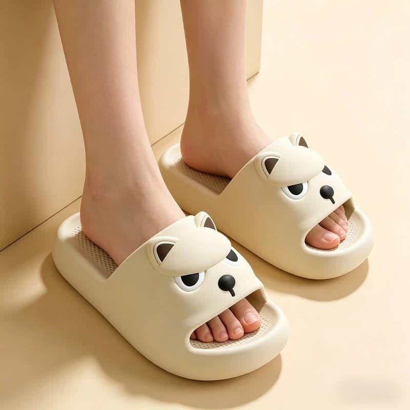 Couple Cute Dog Home Slippers Women 2026 Indoor Eva Soft Sole Platform Slides Woman Summer Non Slip Outdoor Beach Sandals 45