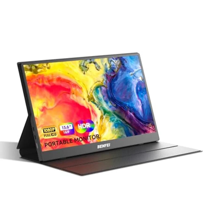 Monitor Portatile 15.6'' FHD 1080P HDMI USB-C Display da Gaming Ultra-Sottile IPS HDR con Smart Cover e Altoparlanti Plug and Play