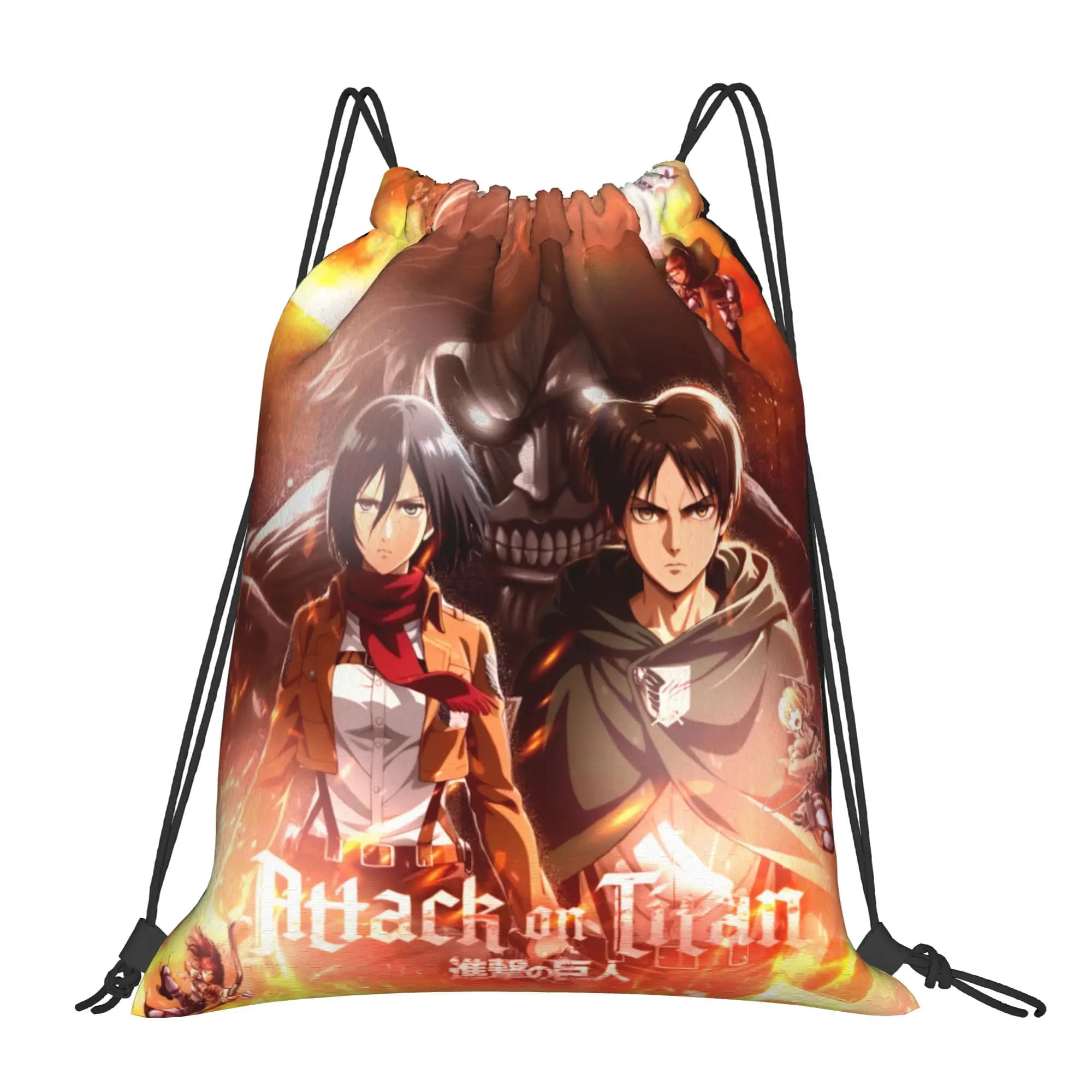 Custom Attacks on Titans Drawstring Backpack Bags Men Women Lightweight Manga Fashionable Gym Sports Sackpack Sacks for Shopping