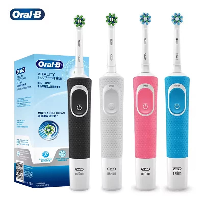 Oral B D100 Spazzolino elettrico 2D Vitality Pulizia Spazzolino da denti Spazzolino da denti elettronico impermeabile Caricatore induttivo con timer