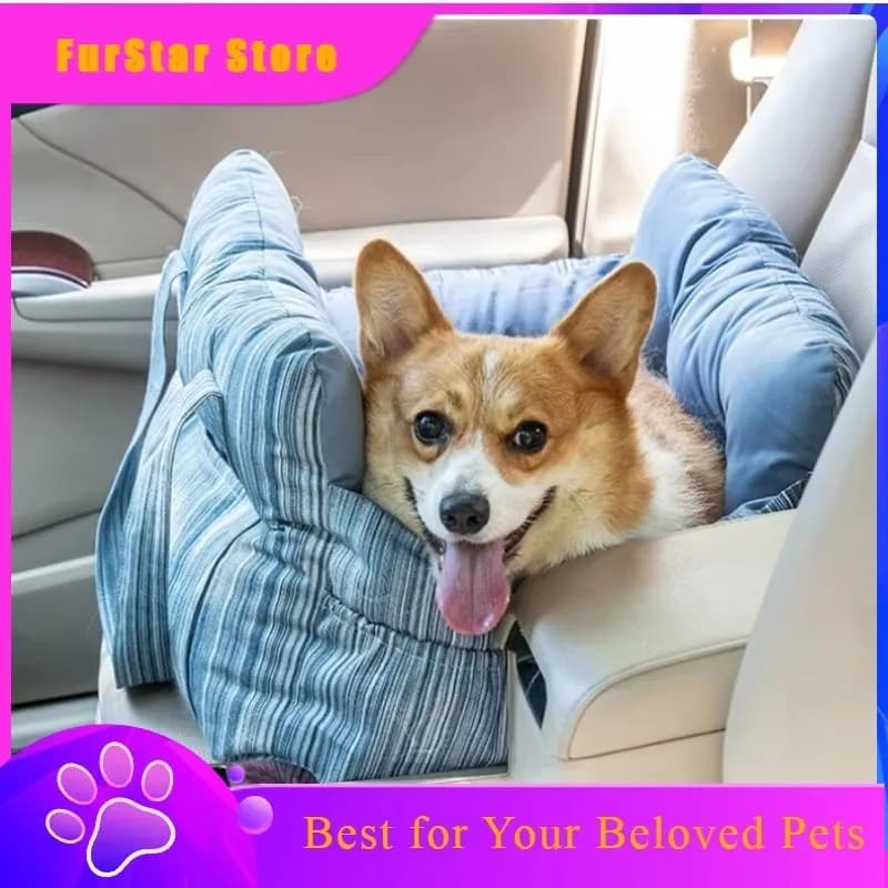 FurStarDenim Pet Carriers Dog Car Seat Cover Carrying For Medium Big Dogs Cats Safety Travel Bag Waterproof Protector Transporti