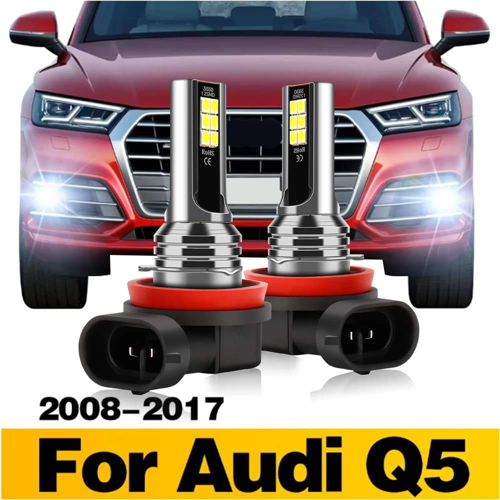 2Pcs LED Lamp Bulbs For Audi Q5 2008 2009 2010 2011 2012 2013 2014 2015 2016 2017 Car Front Fog Light H8 H11 H16JP Accessories