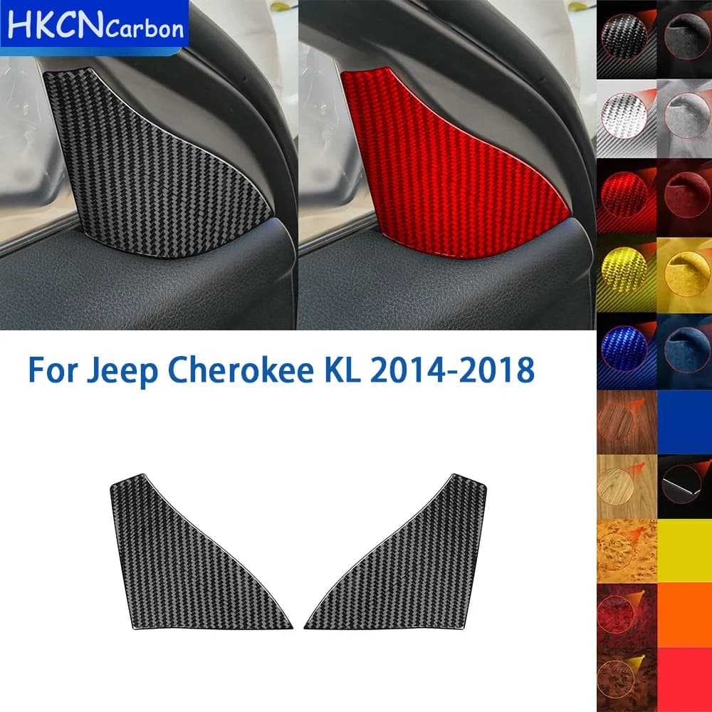 For Jeep Cherokee KL 2014-2018 Accessories Real Soft Carbon Fiber Car Front Inner A-pillar Panel Cover Trim Sticker