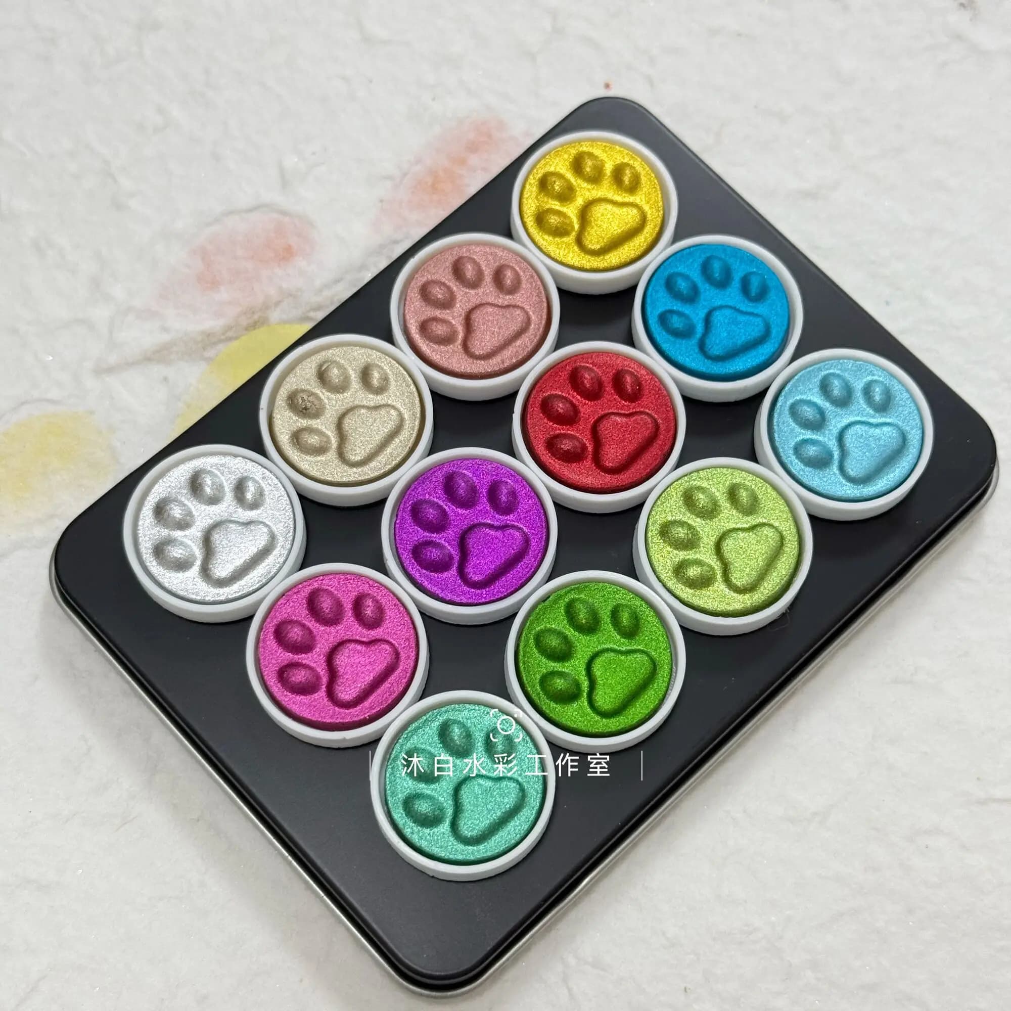 Pearlescent Watercolor Sparkling Starry Sky 12-Color Series Set English Calligraphy Painting Point Tip Pull Flower