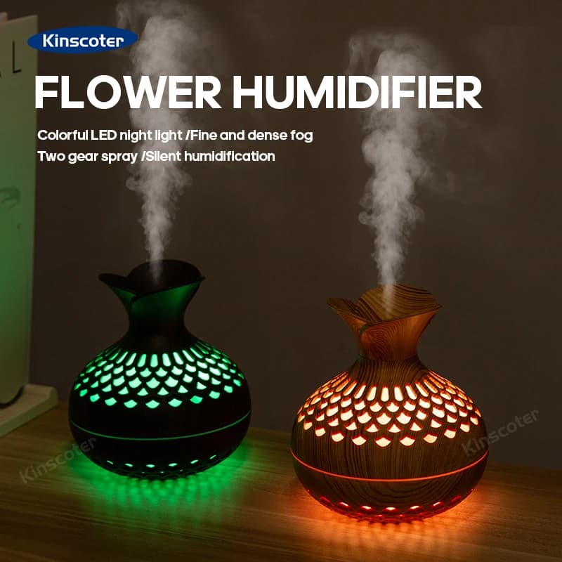 Woodgrain Ultrasonic USB Water Sprayer H2O 300ml Mini Portable Desktop Flavor Diffuser Purifier
