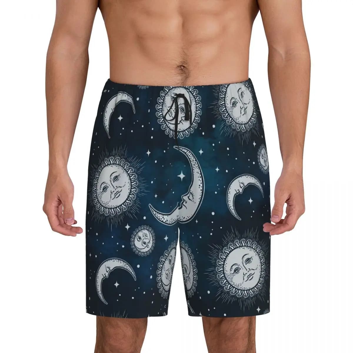 Custom Celestial Mystic Esoteric Magic Sun Moon 20 Short Pajama Pants Men Sleepwear Sleep Lounge Bottom Shorts Sleeping Pants