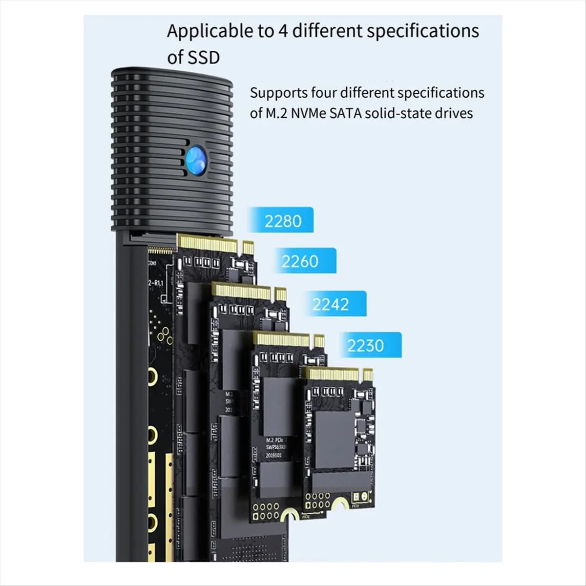Custodia SSD M2 NVMe NGFF 10 Gbps PCIe M.2 NVMe SSD Custodia portatile USB C 3.2Gen2 Adattatore esterno gratuito per calore
