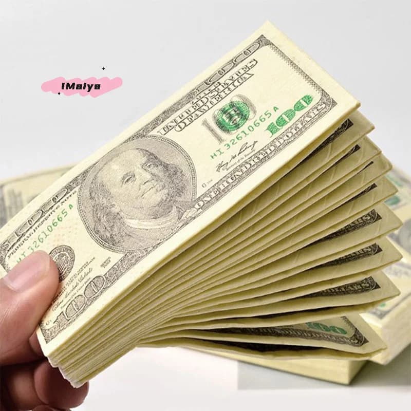 Set da 9 Pezzi di Tovaglioli di Carta Usa e Getta con Motivo Dollaro Divertente, in Puro Legno, Portatili, per Feste e Tavola